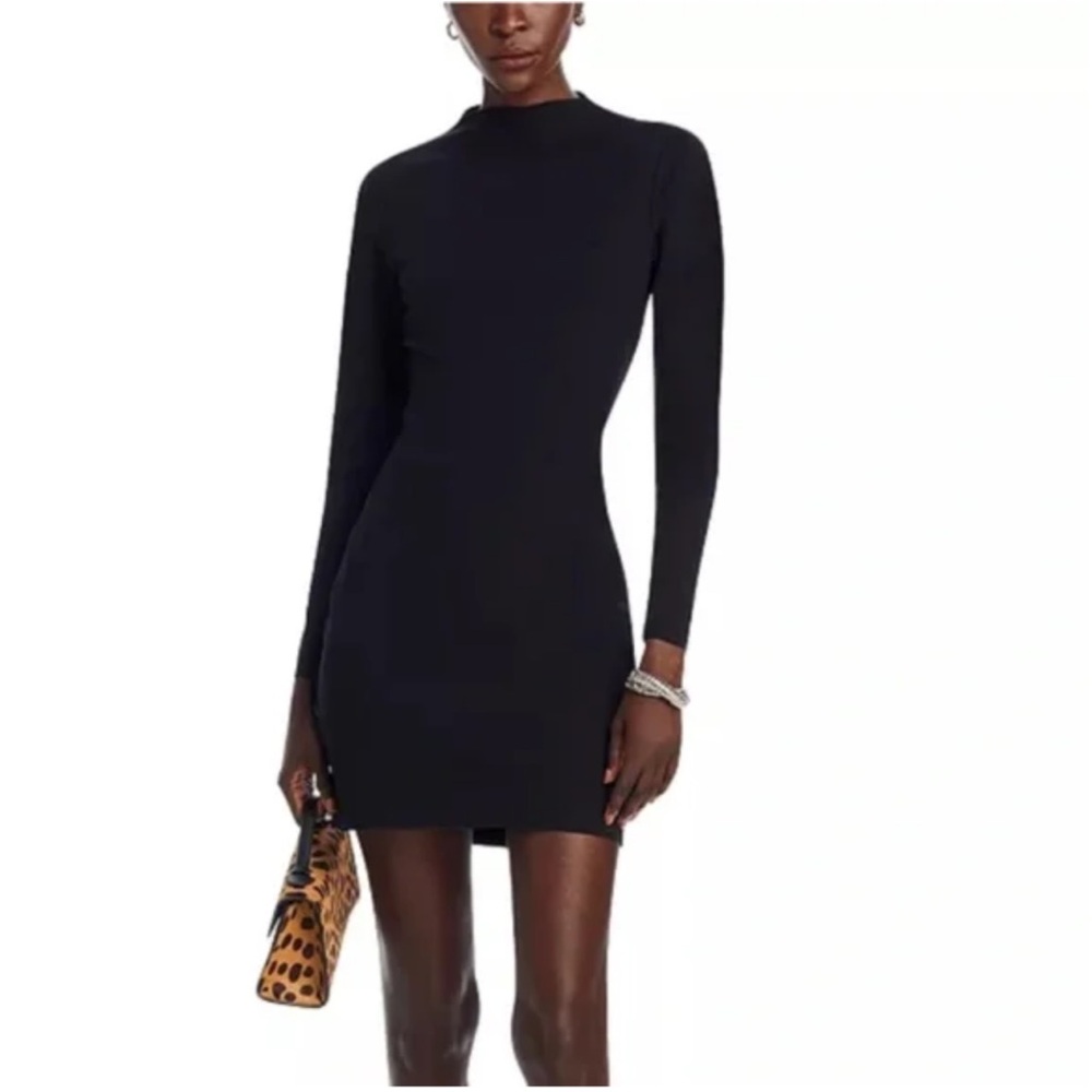 Aqua Women's Black Long Sleeve Mock Neck Mini Dress Size XS NWT